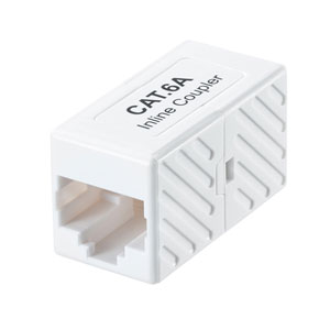 RJ-45コネクタ中継アダプタ(カテゴリ6A・UTP・ホワイト)