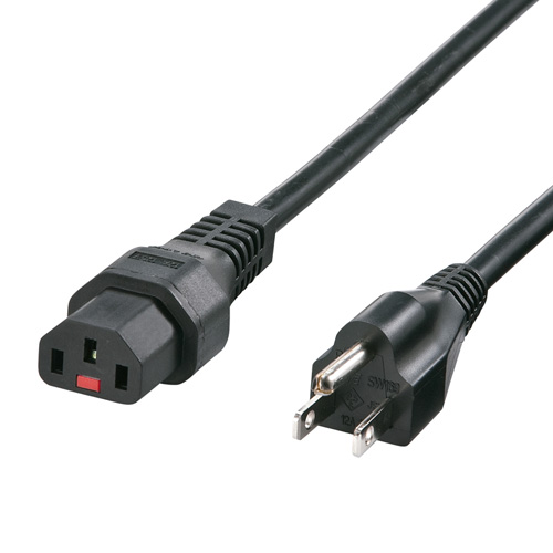 抜け防止ロック付き電源コード(3P・5m・ブラック)