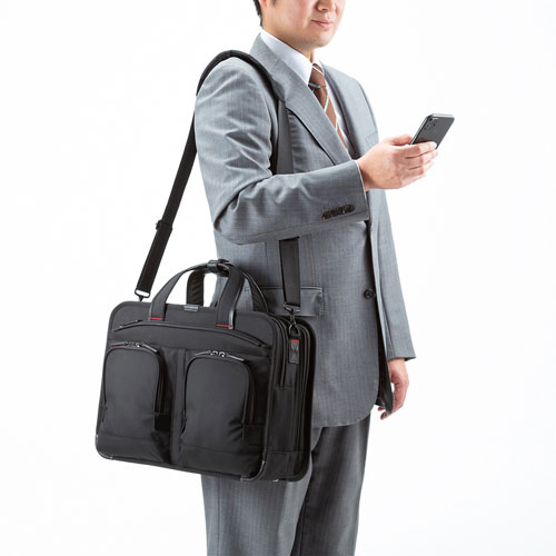 ビジネスバッグ 14インチワイド 自立 軽量 ショルダーベルト ブラック Bag Exe11 激安通販のイーサプライ