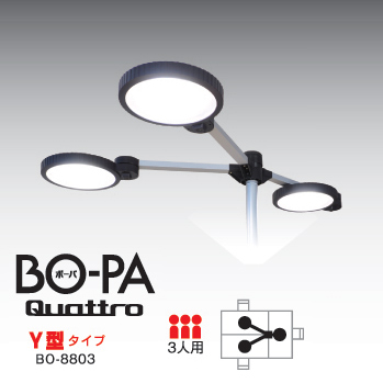 LED照明(スタンド・ライト・卓上・間接照明・オフィス・工場・3人用)BO-PA-Quattro- BO-8803