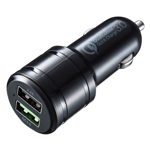 シガーソケット USB カーチャージャー(QuickCharge3.0対応・2ポート・急速充電)