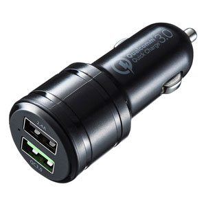 シガーソケット USB カーチャージャー(QuickCharge3.0対応・2ポート・急速充電)