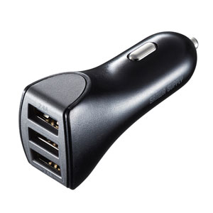 車載用USB充電器(カーチャージャー・シガーソケット・USB3ポート・最大4.8A・同時充電・12V/24V車)