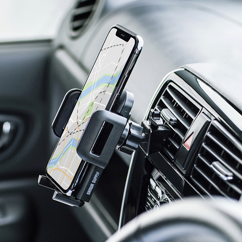 スマホ車載ホルダー エアコン吹き出し口 クリップ式 縦横 上下 左右 回転 Car Hld10bk 激安通販のイーサプライ
