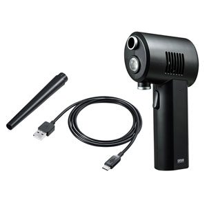 エアダスター（電動・充電式・LEDライトつき・逆さ噴射可能・おすすめ） CD-ADE1BK サンワサプライ