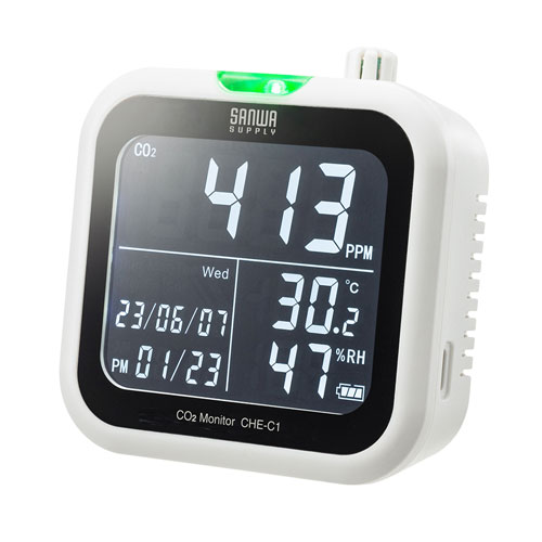 二酸化炭素測定器（温度・湿度計付き・学校・おすすめ） CHE-C1K サンワサプライ