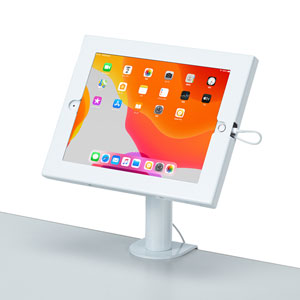 スタンド(10.2インチiPad用・卓上・縦設置・横設置・角度調節可能・クランプ式・ホワイト)