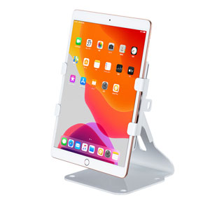 iPadスタンド(卓上・角度調節可能・鍵つき・ホワイト)