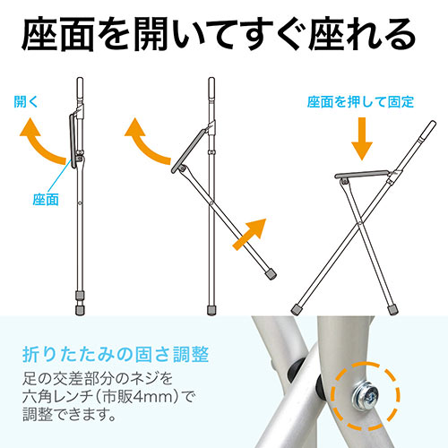 座面を開いてすぐ座れる