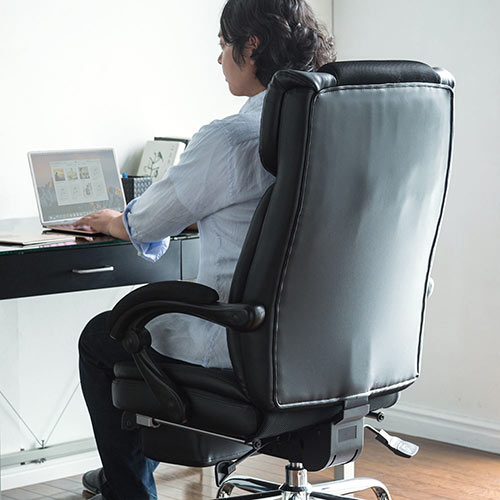 リクライニングチェア 足置き オットマン付き 寝れる 170度 キャスター レザー メッシュ 激安通販のイーサプライ Eex Ch47