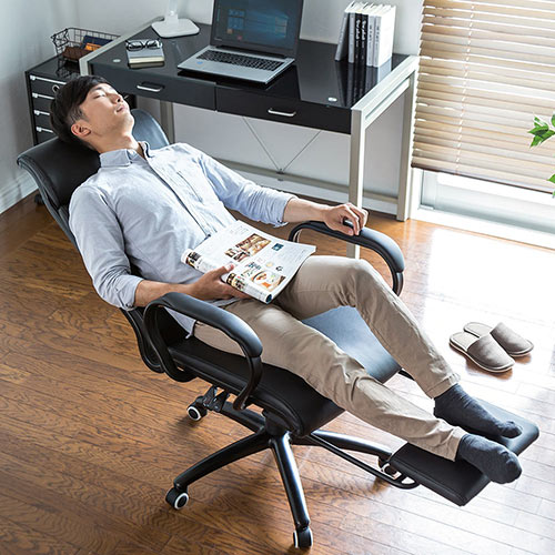 リクライニングチェア 足置き オットマン付き 寝れる 150度 肘付き キャスター レザー Eex Ch60 激安通販のイーサプライ