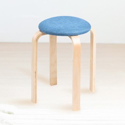 丸椅子（クッション・布・木製脚・スツール・スタッキング・おしゃれ・ブルー） EEX-CH83BL イーサプライ