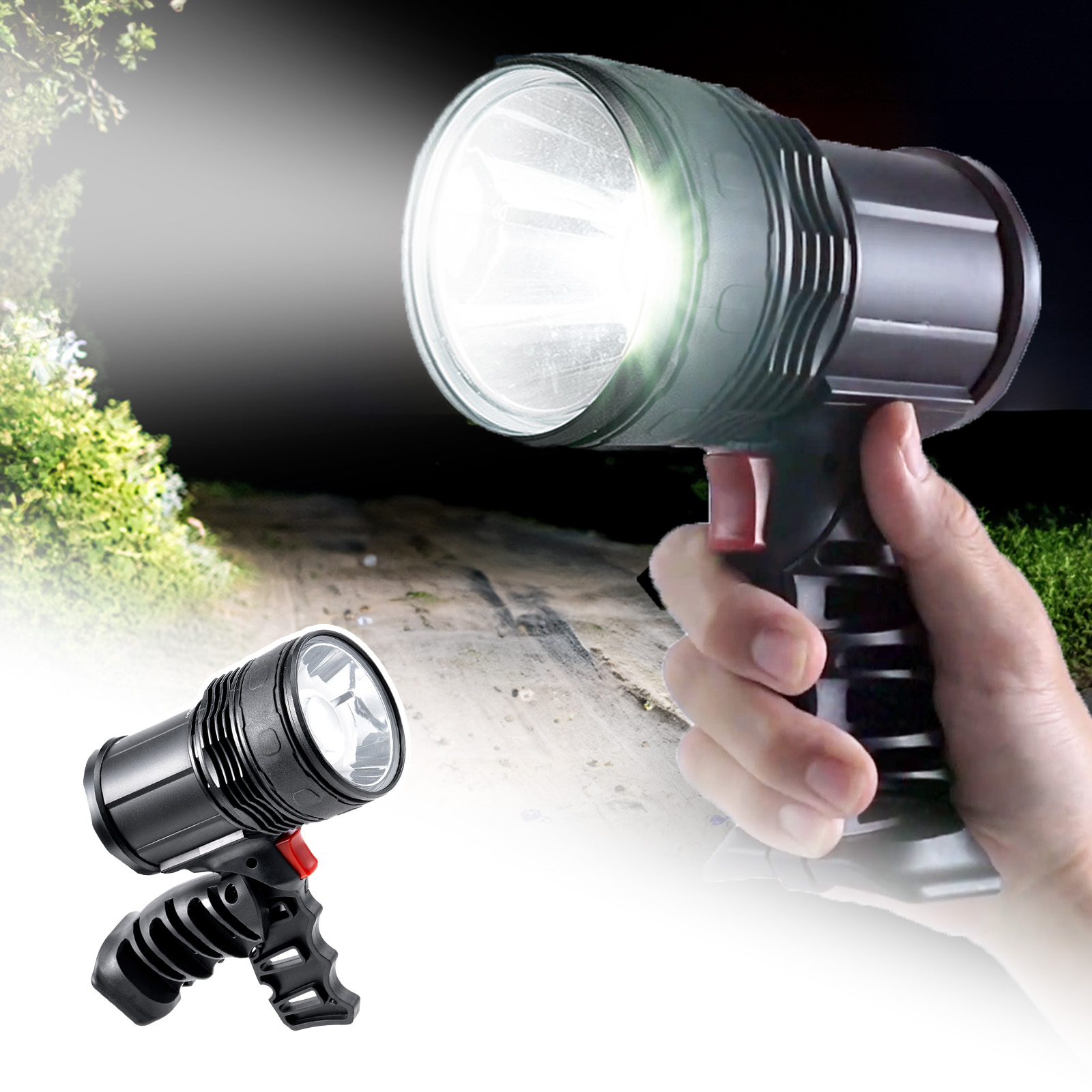【在庫限り特価品！】ハンディライト（充電式・USB・LED・作業用・明るい・防水・スタンド・スポット・サーチ・ガンタイプ・投光器）