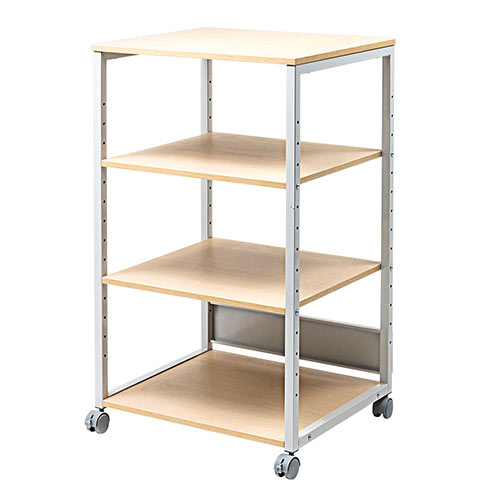 プリンター台（ラック・ワゴン・キャスター・収納・4段・木製・ライトブラウン・おしゃれ）EEX-PTS01WD