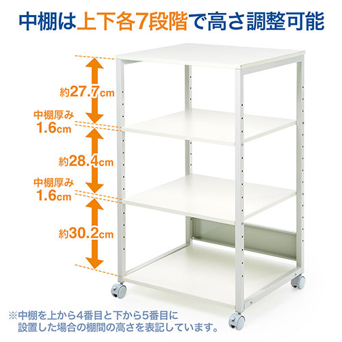 中棚は上下各7段階で高さ調整可能