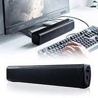バースピーカー(サウンド・PC・USB電源・テレビ・モニター下・小型・6W・2ch・ブラック)
