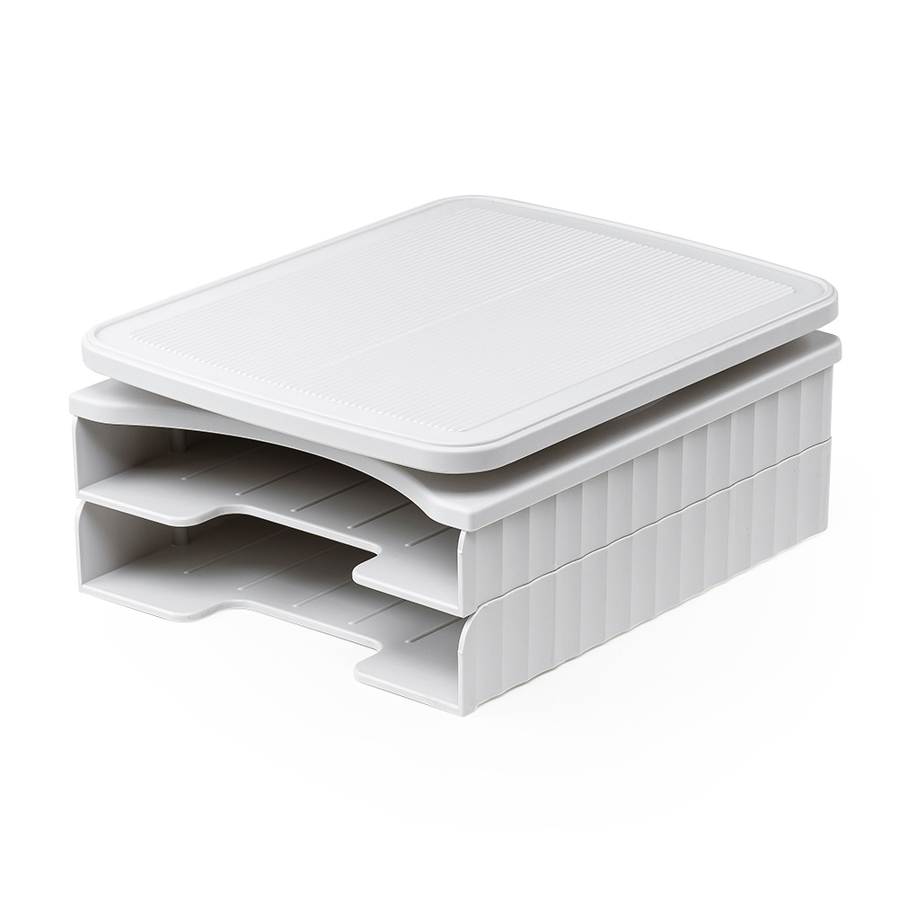 A4収納対応2段棚と360度回転の卓上電話台 | 省スペース設計でデスクやオフィスを整理する　ライトグレー