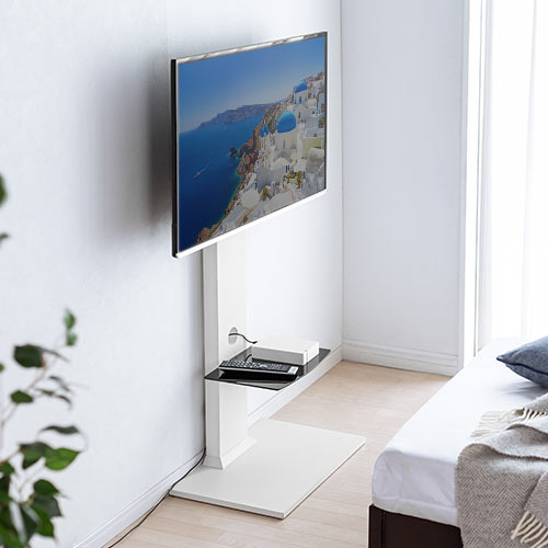 テレビスタンド 壁寄せ 置き型 ロータイプ 白 32から55インチ対応 激安通販のイーサプライ Eex Tvs008