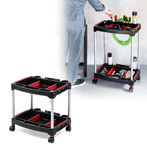 ツールワゴン 2段 キャスター 昇降 高さ調整 樹脂製 軽量 コンパクト 工具 台車 激安通販のイーサプライ Eex Tw06