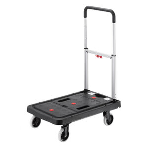 折りたたみ台車（コンパクトタイプ・キャスター収納・ハンドル高さ3段階・耐荷重80kg・4輪・軽量）