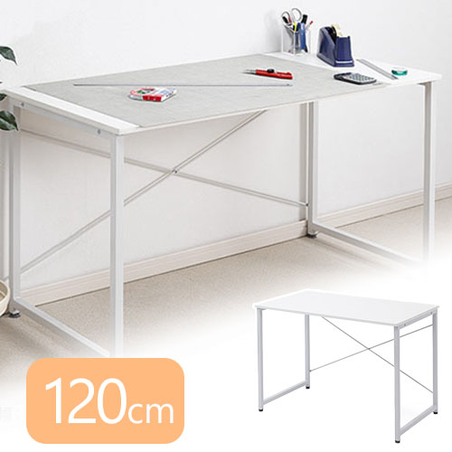 ワークデスク(シンプル・ホワイト・平机・作業台・木製・幅120cm・奥行60cm)