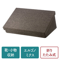 フットレスト(足置き・足休め・のせ台・姿勢・デスク下・エルゴノミクス・折りたたみ・靴収納・鞄収納・ブラウン)