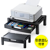 机上ラック(卓上台・引き出し・幅50cm・プリンタ・モニター・ブラック・おすすめ)(W507×D333×H160mm) EZ1-PS002