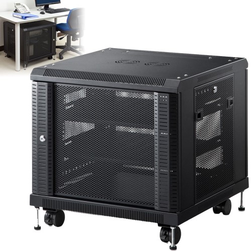 ルーター・NAS・ハブ収納ボックス(ネットワーク機器収納・メッシュパネル・鍵付き・高さ580mm)