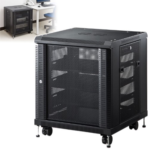 ルーター・NAS・ハブ収納ボックス(ネットワーク機器収納・メッシュパネル・鍵付き・高さ700mm)