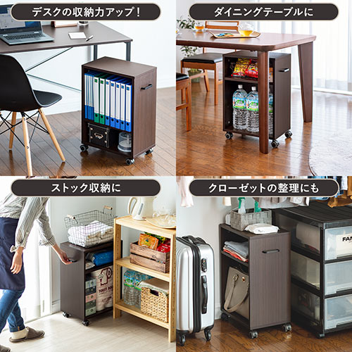 デスクワゴン デスク下収納 キャスター付 取っ手付 収納ラック サイドワゴン 木製 高さ60 ブラウン Ez1 Wg012m 激安通販のイーサプライ