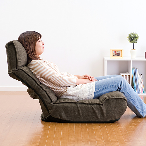 コイルクッション座椅子 フロアチェア ハイバック 折りたたみ可能 ブラウン 激安通販のイーサプライ