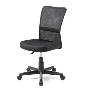 オフィスチェア（事務椅子・コンパクト・ランバーサポート・ミドルバック・キャスター付き・ブラック）