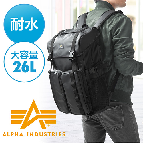 スクエアリュック・バックパック(ビジネス・A4・通勤・通学・iPad・PC収納・大容量26リットル・ブラック)