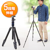 カメラ三脚(一眼レフ・デジカメ対応・5段階高さ調節・水準器搭載)