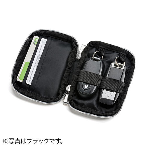 スマートキーケース 鍵 スマートキー2個収納 カード2枚収納 外側ポケット付き キーリング付属 カラビナフック対応 ネイビー Ez2 Car054nv 激安通販のイーサプライ