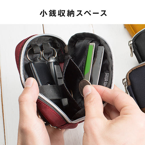 スマートキーケース 鍵 スマートキー2個収納 カード収納 小銭入れ 外側ポケット付き キーリング付属 カラビナフック対応 ネイビー Ez2 Car067nv 激安通販のイーサプライ