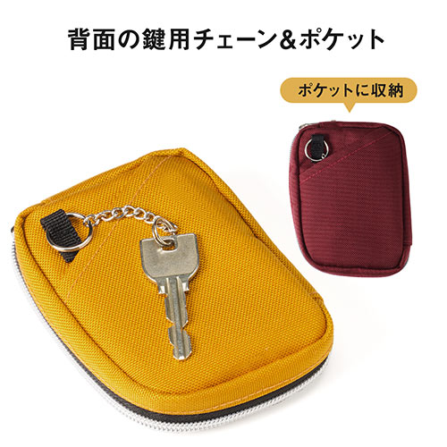 スマートキーケース 鍵 スマートキー2個収納 カード収納 小銭入れ 外側ポケット付き キーリング付属 カラビナフック対応 ネイビー Ez2 Car067nv 激安通販のイーサプライ