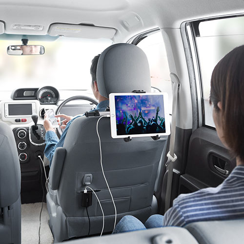 車載ヘッドレストホルダー ヘッドレスト タブレット スマートフォン 後部座席用 位置調整 Ez2 Car070 激安通販のイーサプライ