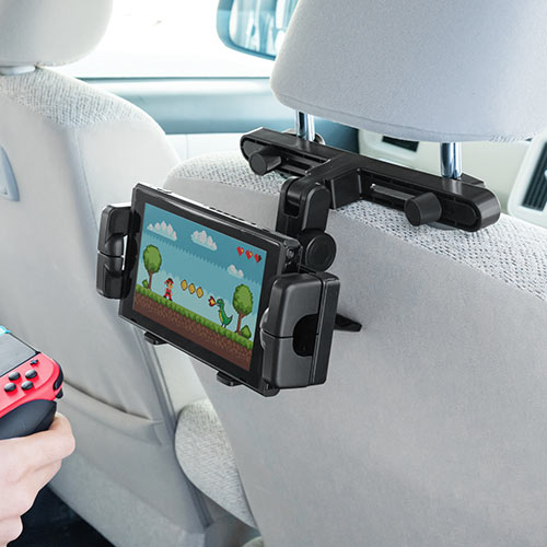 車載ヘッドレストホルダー タブレット スマートフォン Nintendo Switch対応 後部座席用 角度調整 Ez2 Car0 激安通販のイーサプライ