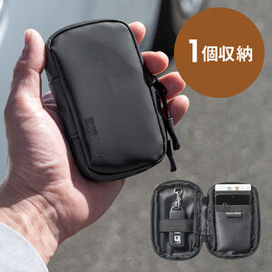 スマートキーケース（スマートキー1個収納・カード2枚収納・防水・防塵・止水ファスナー・キーリング付属・ブラック）