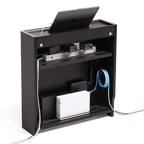 ケーブルボックス ルーター収納 タップ収納 モデム Nas収納 ケーブル整理 木製 幅50cm 木目 ダークブラウン Ez2 Cb018dbrm 激安通販のイーサプライ