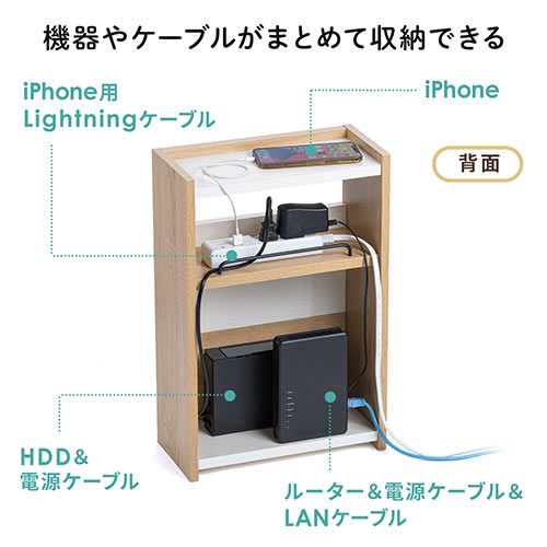 ケーブルボックス タップボックス ルーター収納ボックス 木製 高さ45cm 幅30cm 机上設置タイプ ダークブラウン Ez2 Cb024dbrm 激安通販のイーサプライ