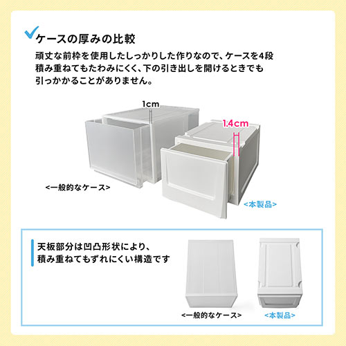 引き出し収納ケース メディアケース チェスト 収納ボックス 引き出し式 4段スタッキング Dvdトールケース用 ホワイト Ez2 Fcd069 激安通販のイーサプライ