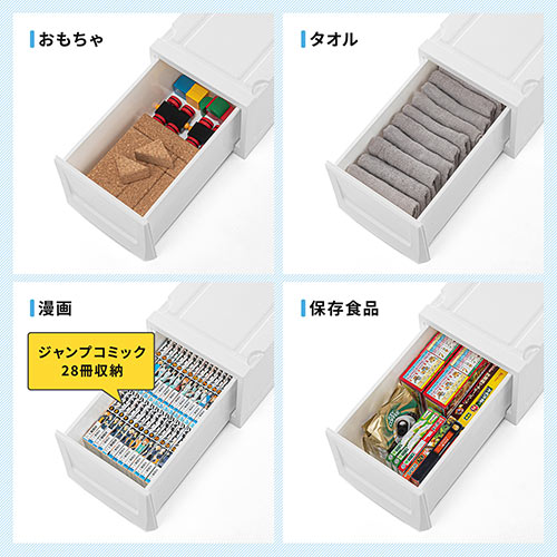 引き出し収納ケース メディアケース チェスト 収納ボックス 引き出し式 4段スタッキング Dvdトールケース用 ホワイト Ez2 Fcd069 激安通販のイーサプライ