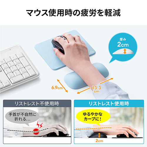 リストレスト付きマウスパッド マウス用 手首 腱鞘炎防止 疲労軽減 クッション ジェル ブルー Ez2 Mpd028bl 激安通販のイーサプライ