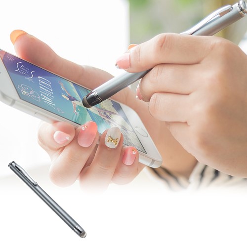 タッチペン（スマートフォン/タブレット・iPhone/iPad・導電繊維・スタイラスペン） EZ2-PEN031GY サンワダイレクト
