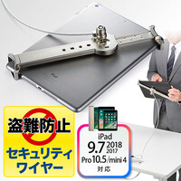 タブレット・iPadセキュリティワイヤー(10.5インチ/9.7インチiPad Pro・9.7インチiPad(2018/2017)・mini 4対応・汎用タイプ・7インチ~10インチ対応・シルバー)