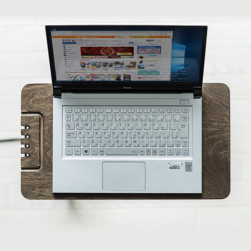 【アウトレット･訳あり・セール】サイドテーブル（デスク・ソファ・ベッド・USB充電器収納・天然木・スチール・ブラック）
