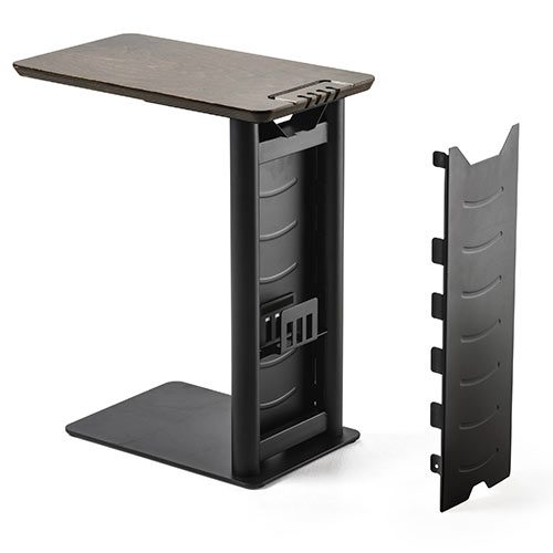 【アウトレット・中古・セール】サイドテーブル（デスク・ソファ・ベッド・USB充電器収納・天然木・スチール・ブラック）