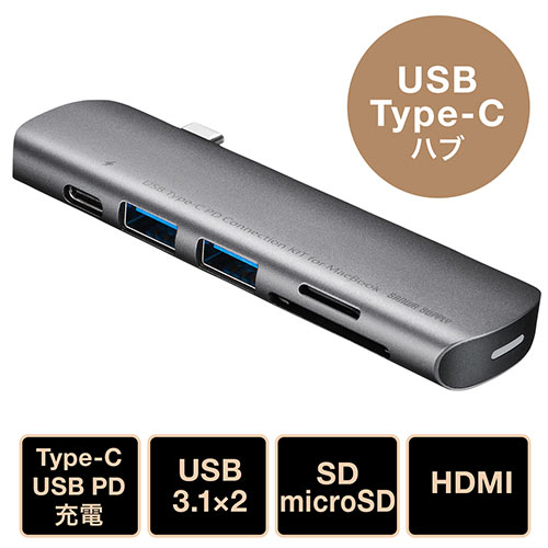 MacBook用カードリーダー(USB PD・HDMI・USB3.1 Gen1・SD・microSD・Mac)